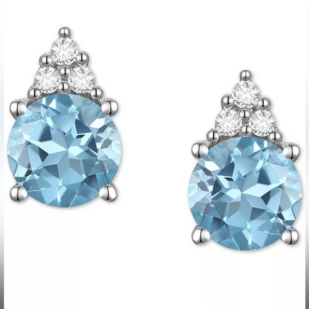 Blue topaz white gold earrings